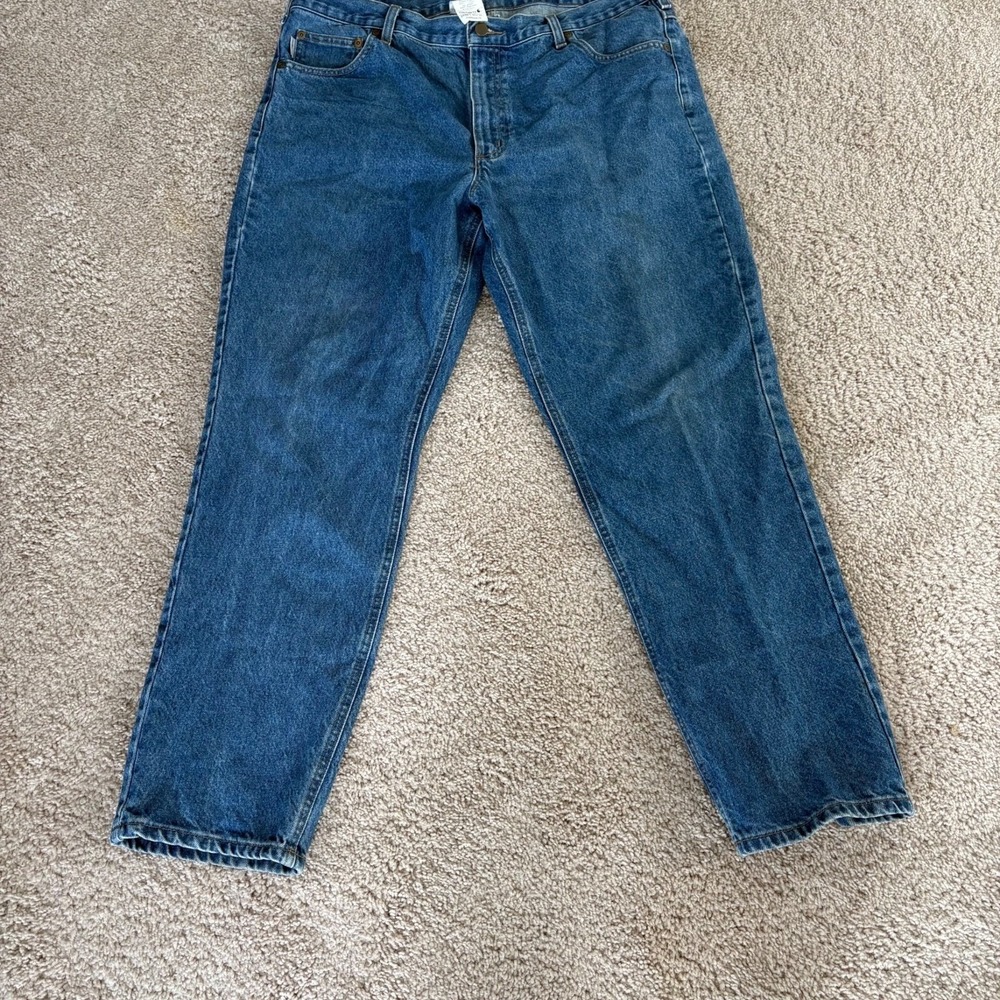 Carhartt Mens Traditional Fit Blue Denim Jeans40x30 100% Cotton Durable Workwear